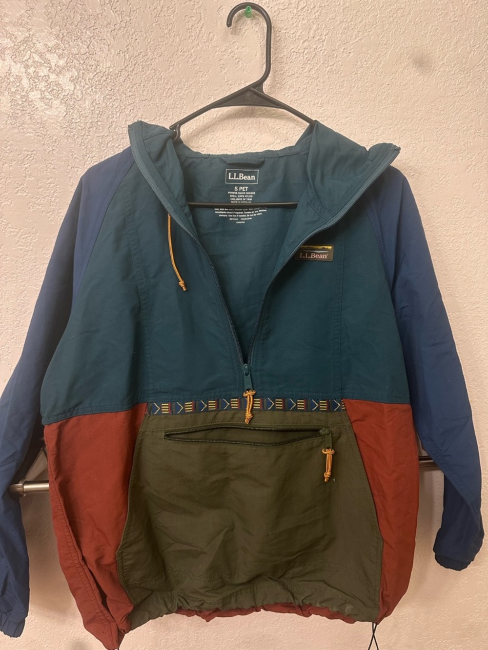 L.L. Bean Teal Hooded Pullover Jacket